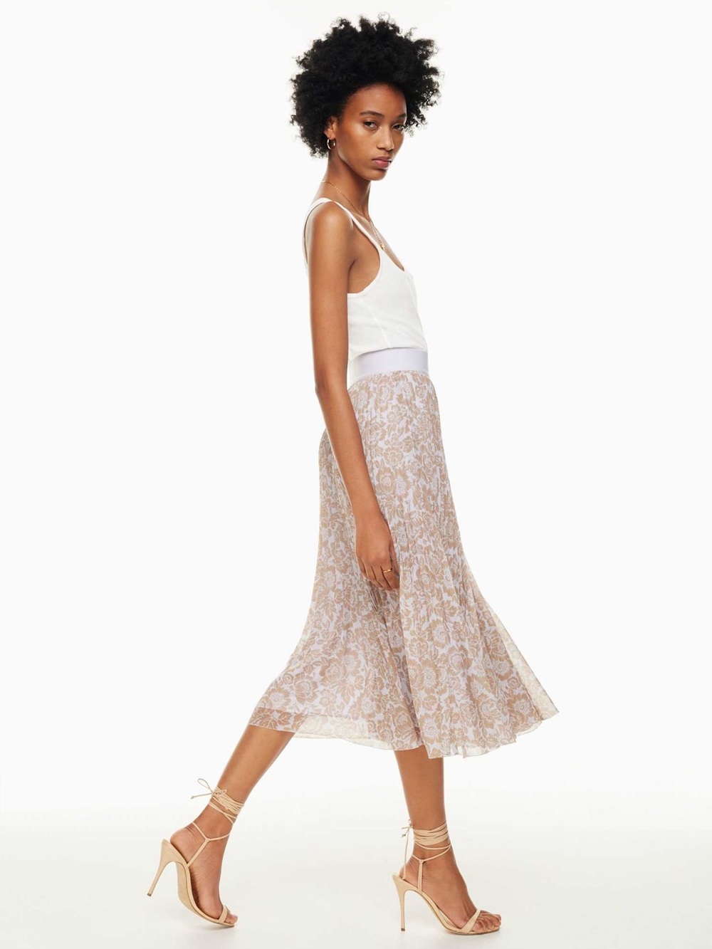 Aritzia Wilfred new twirl pleated skirt floral print lilac tone size XL - Picture 4 of 12